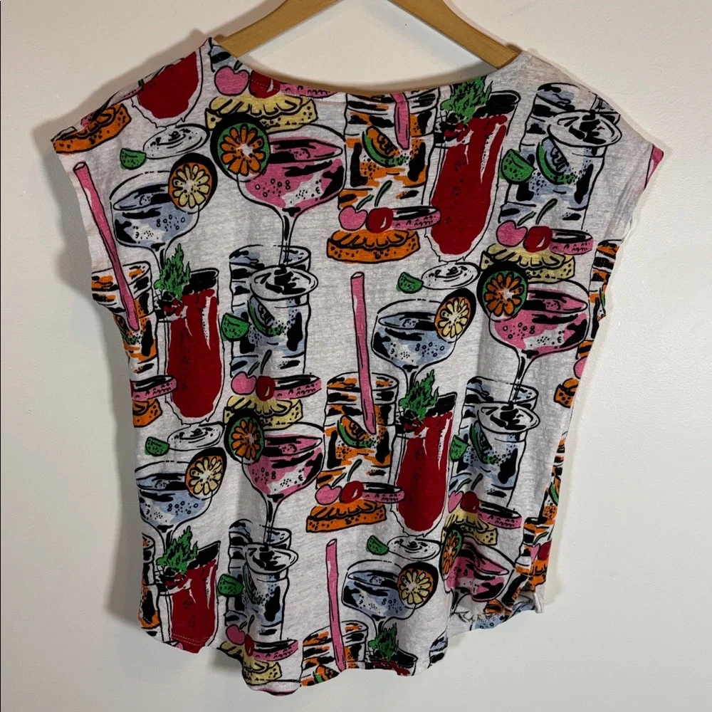 Nicole Millar 100% Linen Cocktail Print Top - Picture 8 of 11